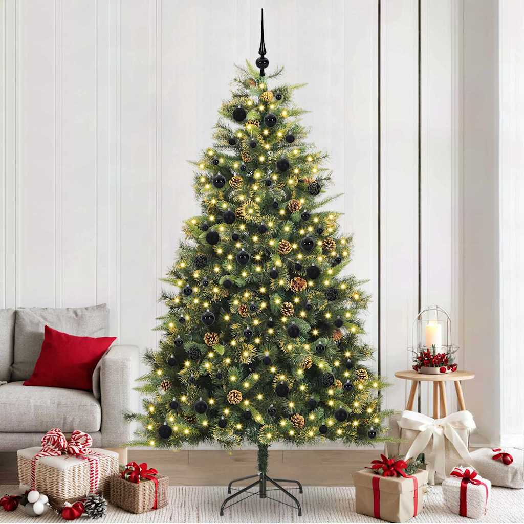 Artificial Hinged Christmas Tree with Cones Green 240 cm